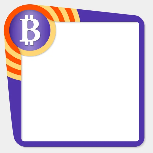 Dark purple box for your text and bit coin icon — Stock Vector