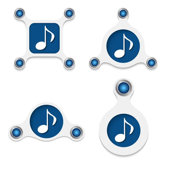 Abstracte witte objecten en eenvoudig muziek pictogram — Stockvector