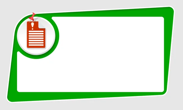 Vector abstract green box and pushpin and exclamation mark — Stock Vector