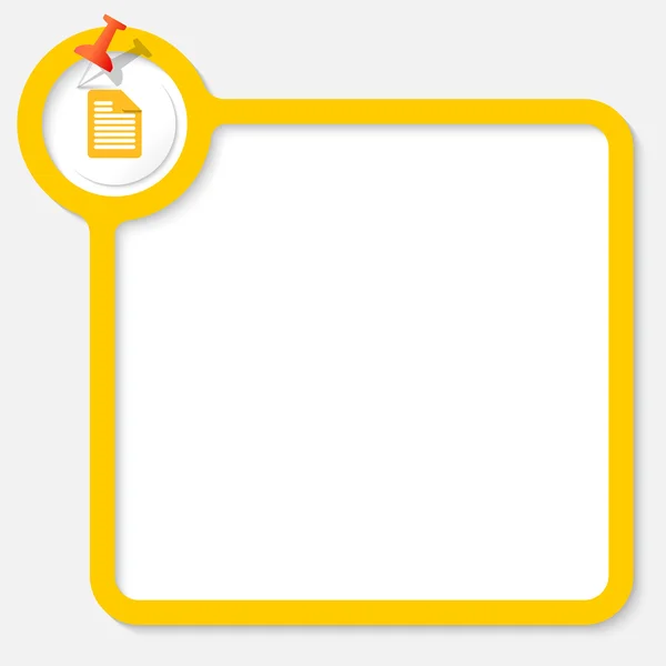 Cadru galben pentru pictograma text și document — Vector de stoc
