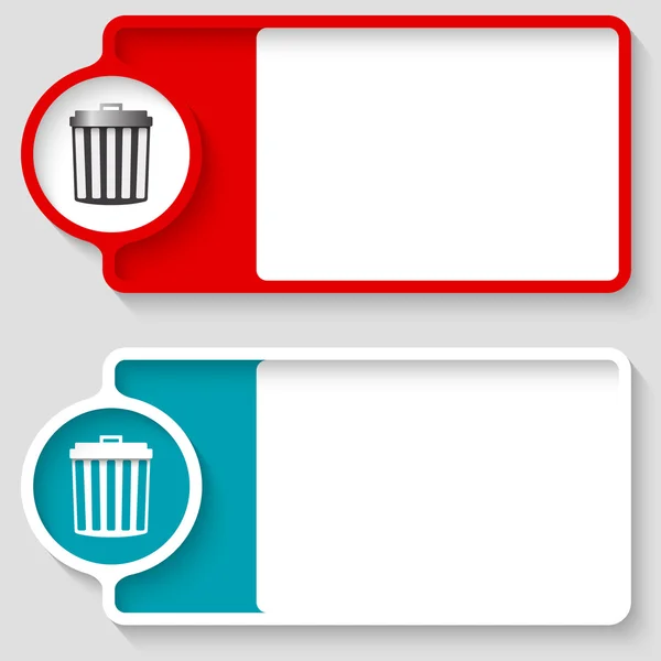 Colored boxes for your text and trashcan icon — Stock Vector