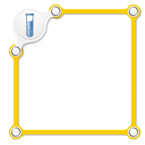 Vector yellow box for your text and test tube — Stock Vector