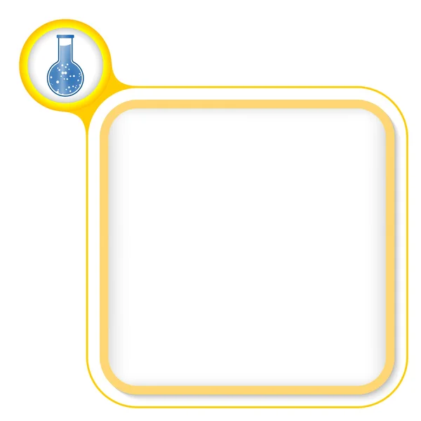 Yellow frame for your text and test tube — Stock Vector