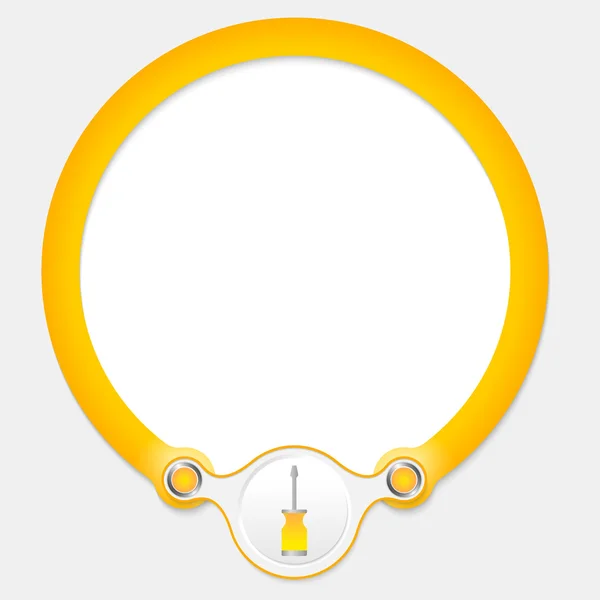 Marco circular amarillo para su texto y destornillador — Vector de stock