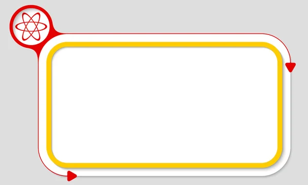 Scatola gialla per il tuo testo e l'icona della scienza — Vettoriale Stock