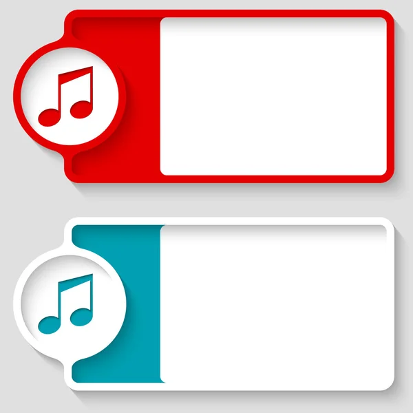 Colored boxes for your text and music symbol — Stock Vector