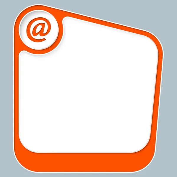 Caixa vermelha para o seu texto com quadro branco e ícone de e-mail — Vetor de Stock
