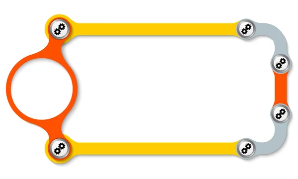 Farbiger Rahmen mit Schrauben und Zahnrädern — Stockvektor