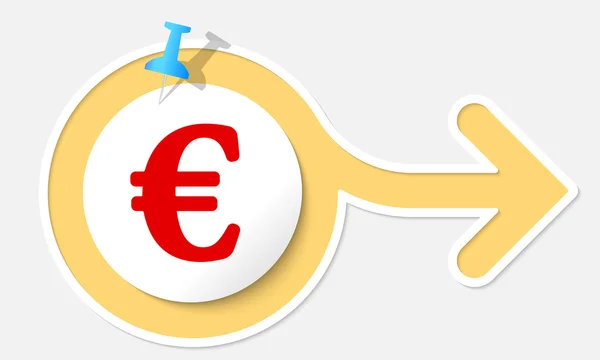 Seta abstrata com moldura branca e símbolo do euro —  Vetores de Stock
