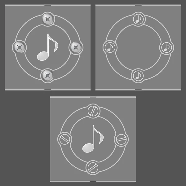 Set van drie platte frames en muziek symbool — Stockvector