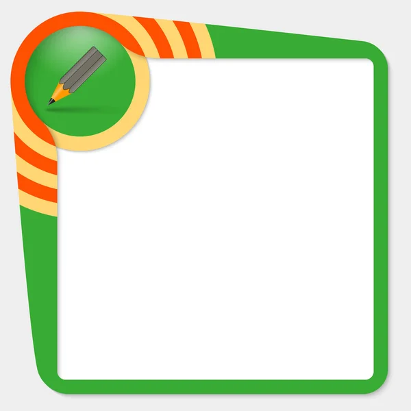 Metniniz ve kalem için yeşil kutu — Stok Vektör
