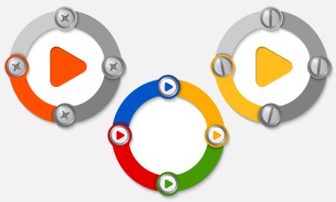 Üç renkli çerçeveler ve oyun simge kümesi