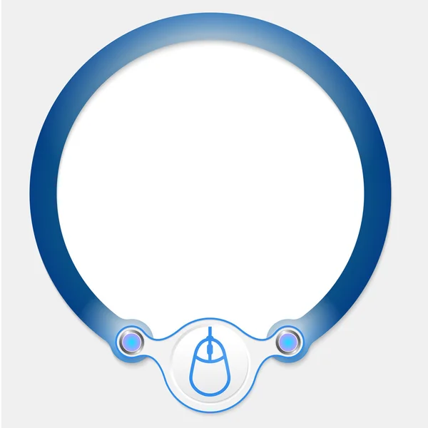 Blue circular frame for your text and mouse icon — Stock Vector