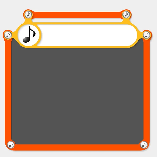 Gele frame voor pictogram kop en muziek — Stockvector