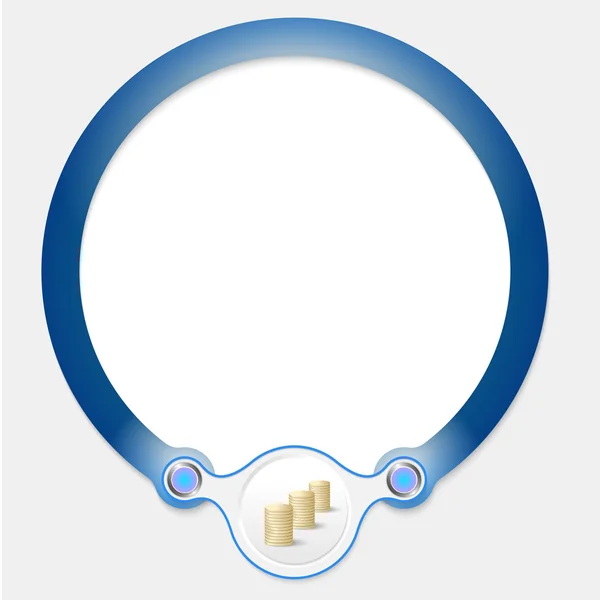 为您的文本和硬币的蓝色圆形框架 — 图库矢量图片
