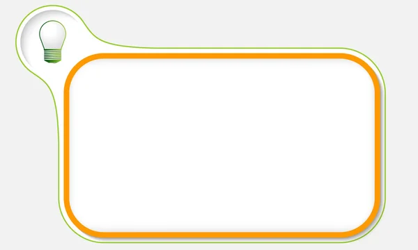 Cadre orange pour votre texte et ampoule verte — Image vectorielle