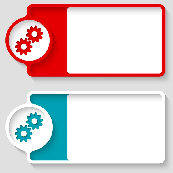 Caixas coloridas para o seu texto e rodas dentadas — Vetor de Stock