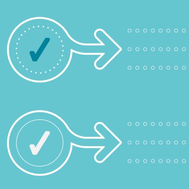 Basit düz beyaz ok ve onay kutusunu