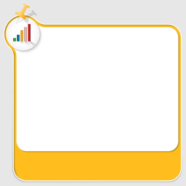 Cuadro de texto amarillo con pulsador y gráfico — Vector de stock