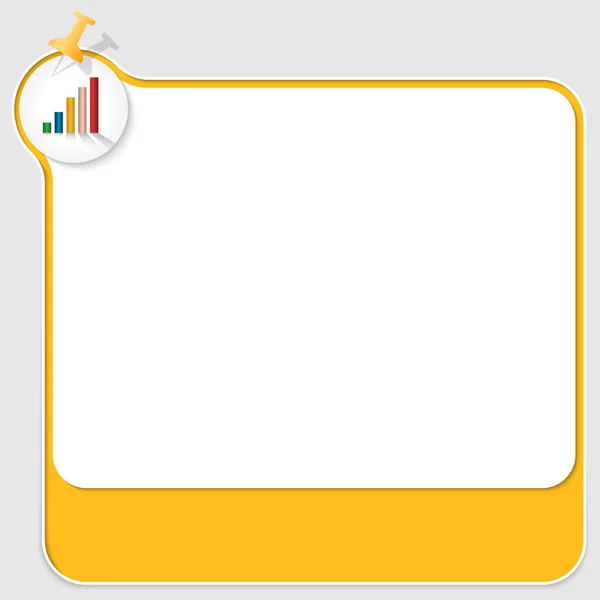 Cuadro de texto amarillo con pulsador y gráfico — Archivo Imágenes Vectoriales