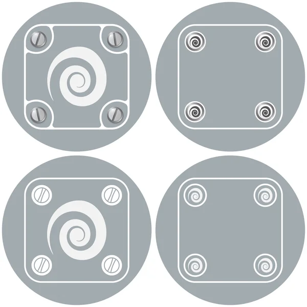 Conjunto de quatro quadros simples planos e símbolo espiral — Vetor de Stock