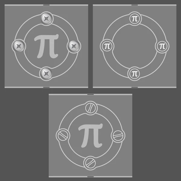 Conjunto de tres marcos planos y símbolo pi — Vector de stock