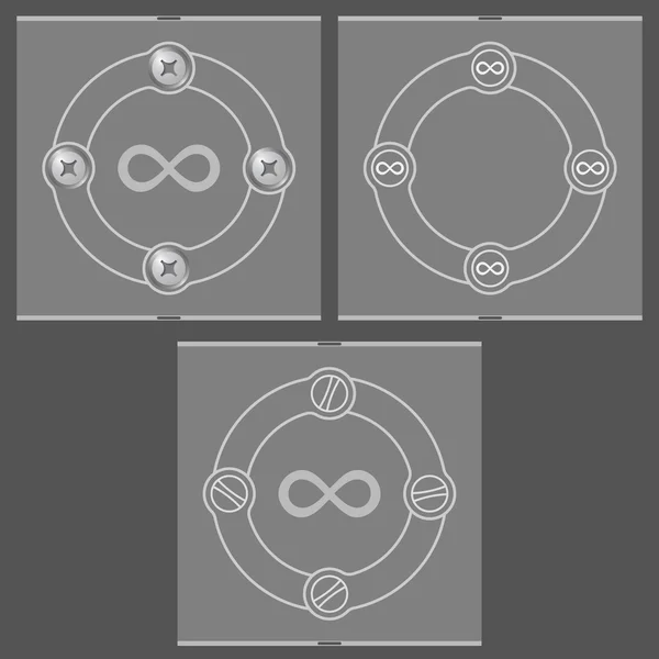 Uppsättning av tre plana ramar och oändlighetssymbolen — Stock vektor