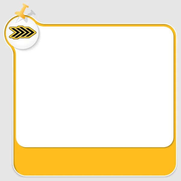Caixa de texto amarelo com alfinete e seta abstrata — Vetor de Stock