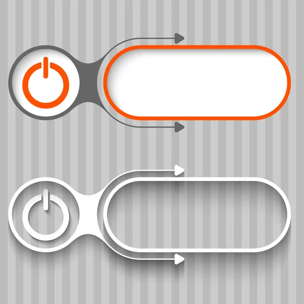 電源ボタンと矢印の付いた 2 つの抽象的なフレーム — ストックベクタ