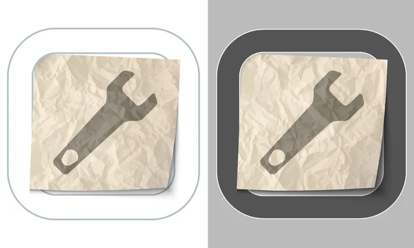 Set of two icons and crumpled paper with spanner — Stock Vector