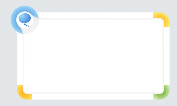 Telaio per il testo con angoli colorati e bolla vocale — Vettoriale Stock