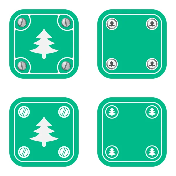 Set of four flat simple frames and tree symbol — Stock Vector