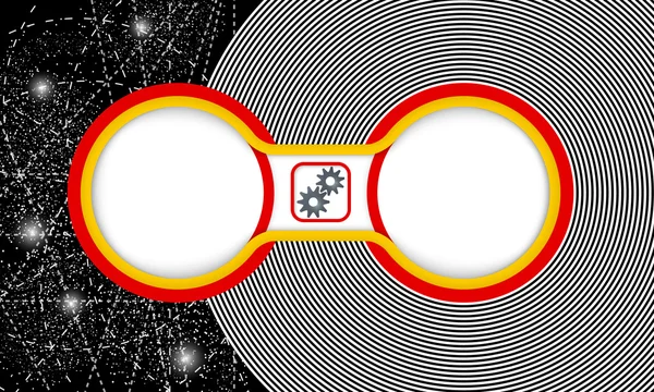 Dos marcos circulares de colores para su texto y ruedas dentadas — Vector de stock