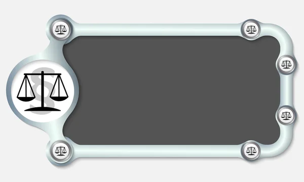 Metalliska ram för din text och symbol för rättvisa — Stock vektor