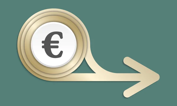 Flèche abstraite dorée et symbole de l'euro — Image vectorielle