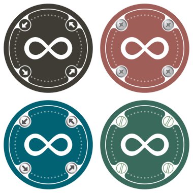 Dört renkli daire basit çerçeveler ve sonsuz simge kümesi