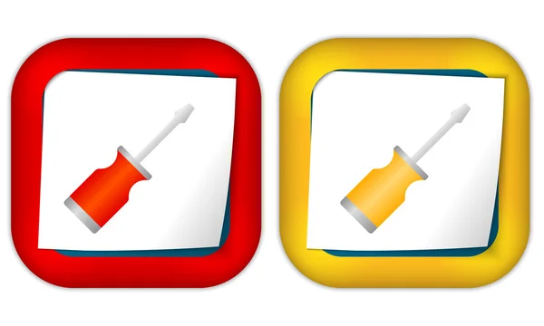 Set aus zwei Icons mit Papier und Schraubenzieher — Stockvektor