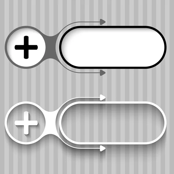 Abstraktní dva snímky s šipek a symbolem plus — Stockový vektor