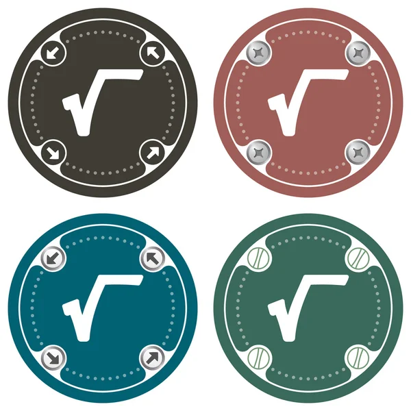 Set van vier gekleurde plat eenvoudige frames en het symbool voor radix — Stockvector