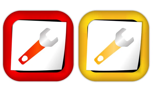 Conjunto de dos iconos con papel y llave — Vector de stock
