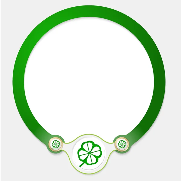 Green circular frame for your text and cloverleaf — Stockový vektor