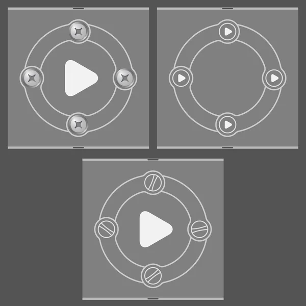 Conjunto de três molduras planas e ícone de jogo — Vetor de Stock