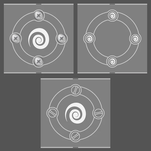 Set di tre cornici piatte e spirale — Vettoriale Stock
