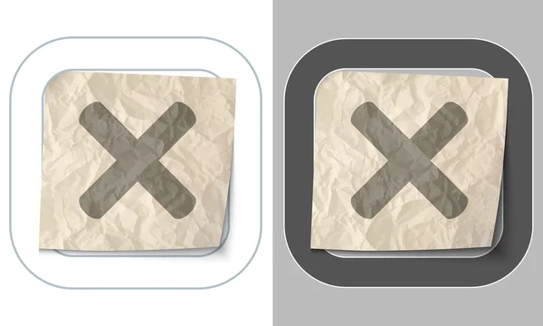 Set of two icons and crumpled paper with multiplication — Stockvector