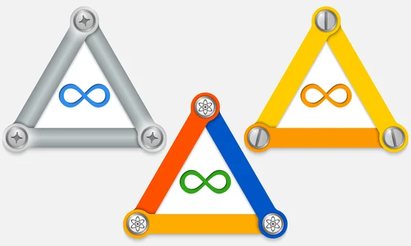 Set of three colored triangles and infinity — ストックベクタ