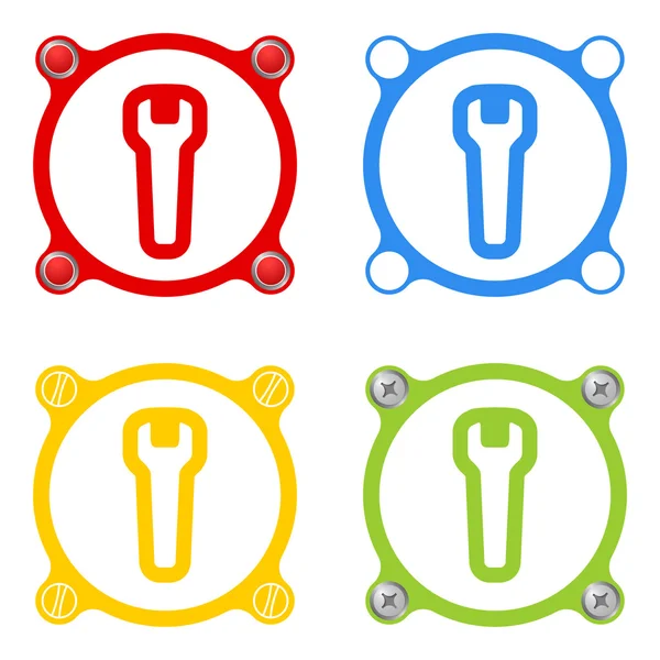 Four vector abstract circular icons and spanner — Stock vektor