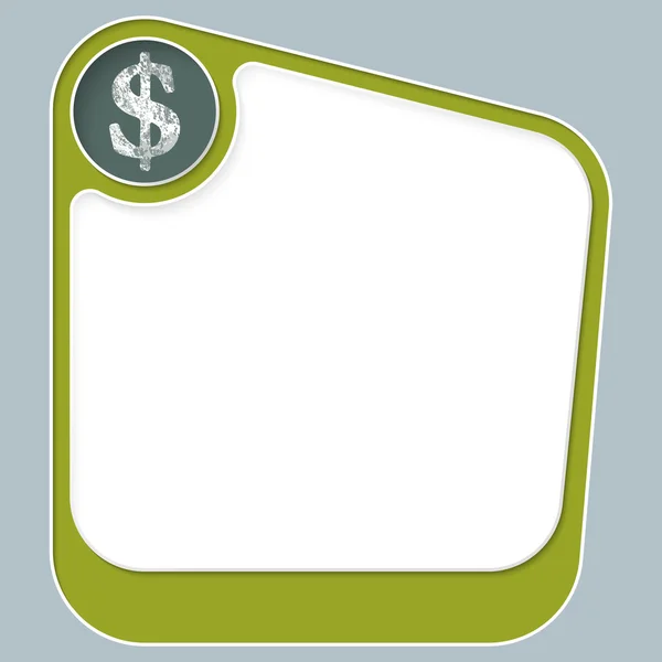 Green box for your text with white frame and dollar symbol — Stockový vektor