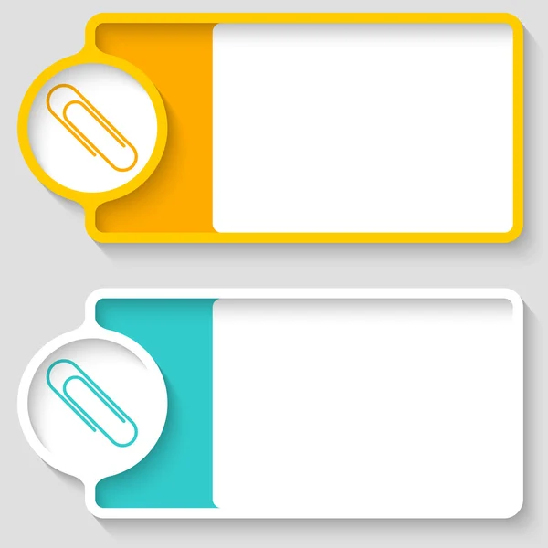 Colored boxes for your text and paper clip — Stock Vector