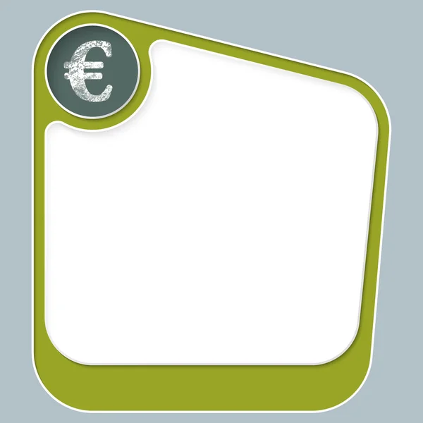 Caja verde para su texto con marco blanco y símbolo euro — Vector de stock