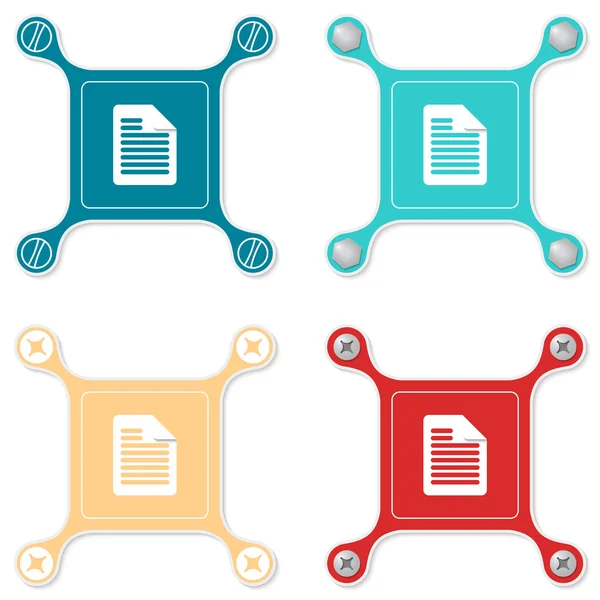 Ensemble de quatre icônes plates simples avec vis et icône de document — Image vectorielle